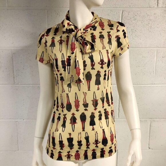 Love Moschino Tops - Love Moschino Printed Ladies Tie Neck Knit Top